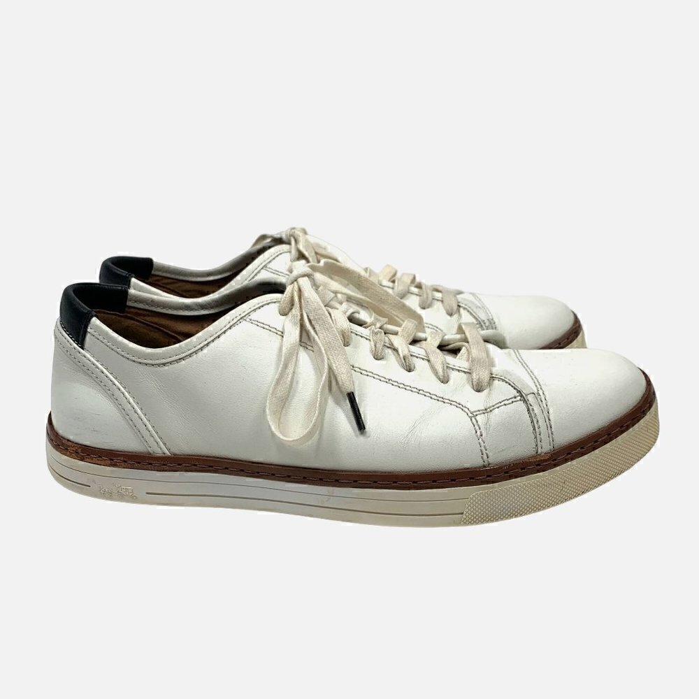 Coach Men's Lowline White Leather Sneakers Tan Trim Lace Up G1134  Size 9.5